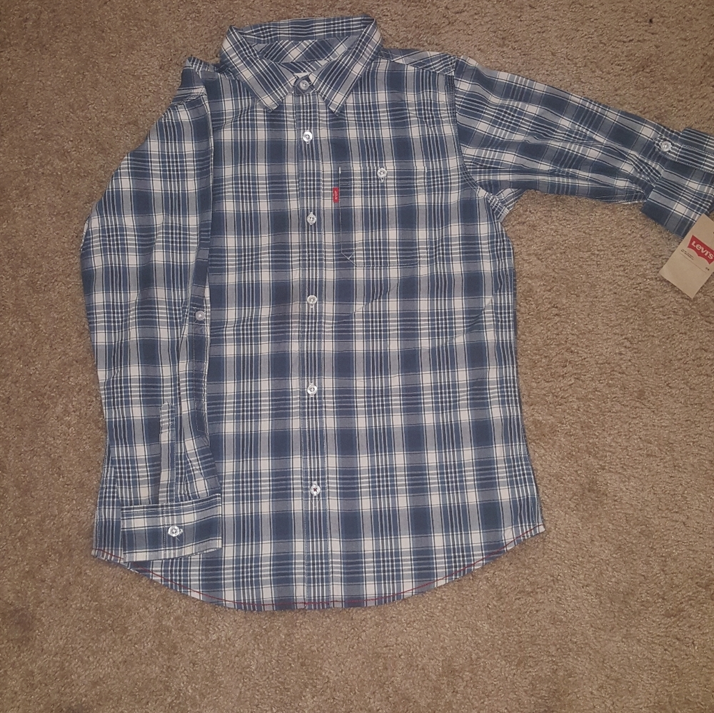 NWT Boys plaid Levis Button Down